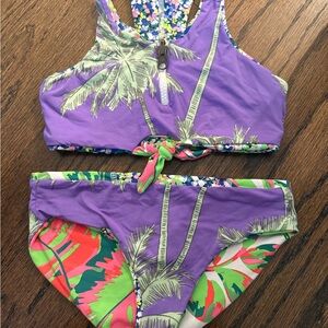 Maaji Reversible Purple and Green Kids Bikini Set